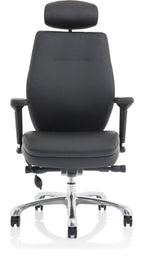Domino Fabric Ergonomic Posture Chair, black leather, another view 1