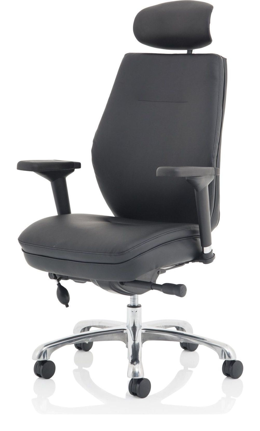 Domino Fabric Ergonomic Posture Chair, black leather, another view 2