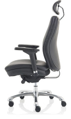 Domino Fabric Ergonomic Posture Chair, black leather, another view 3
