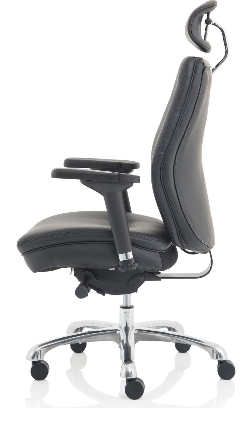 Domino Fabric Ergonomic Posture Chair, black leather, another view 3