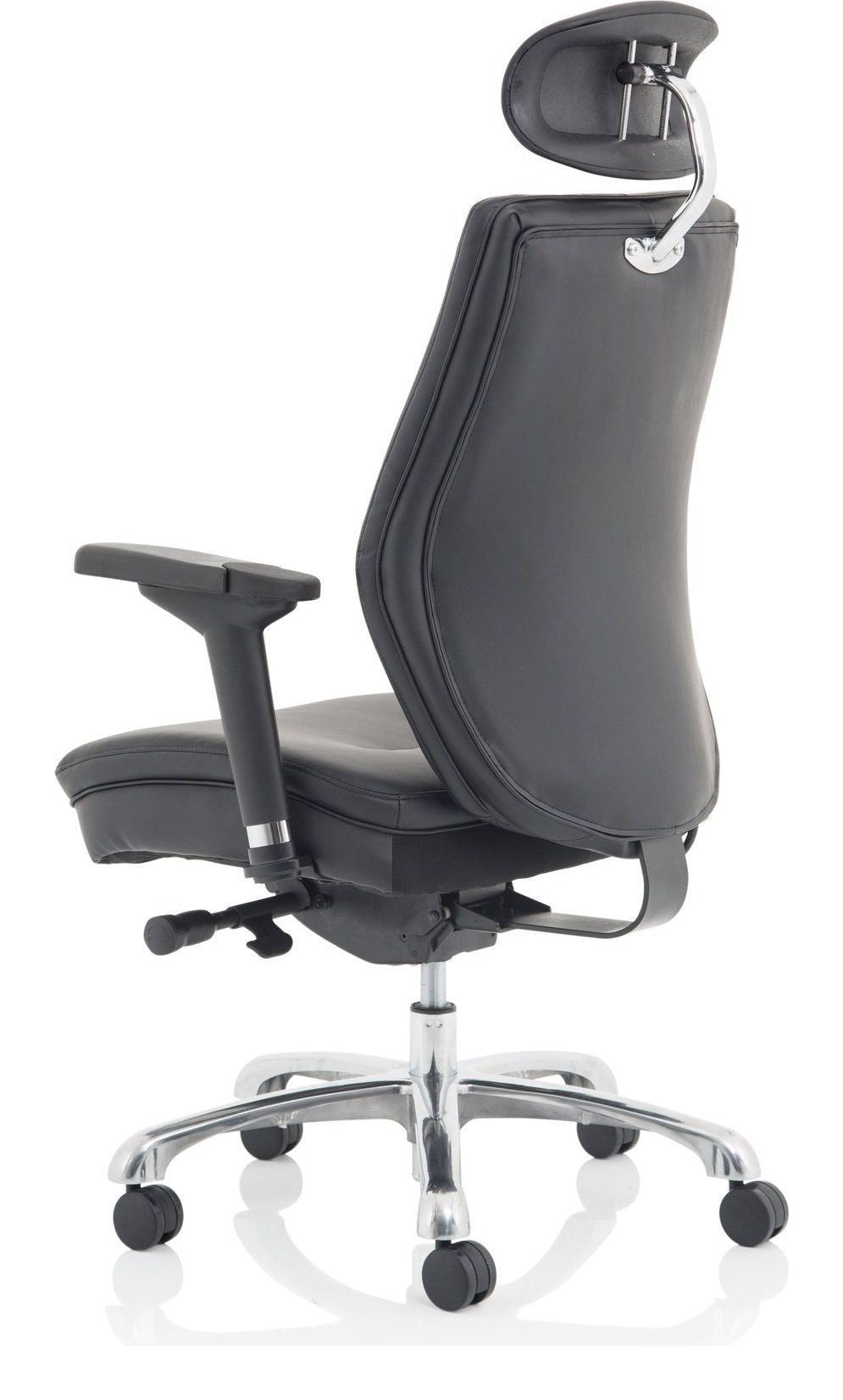 Domino Fabric Ergonomic Posture Chair, black leather, another view 4