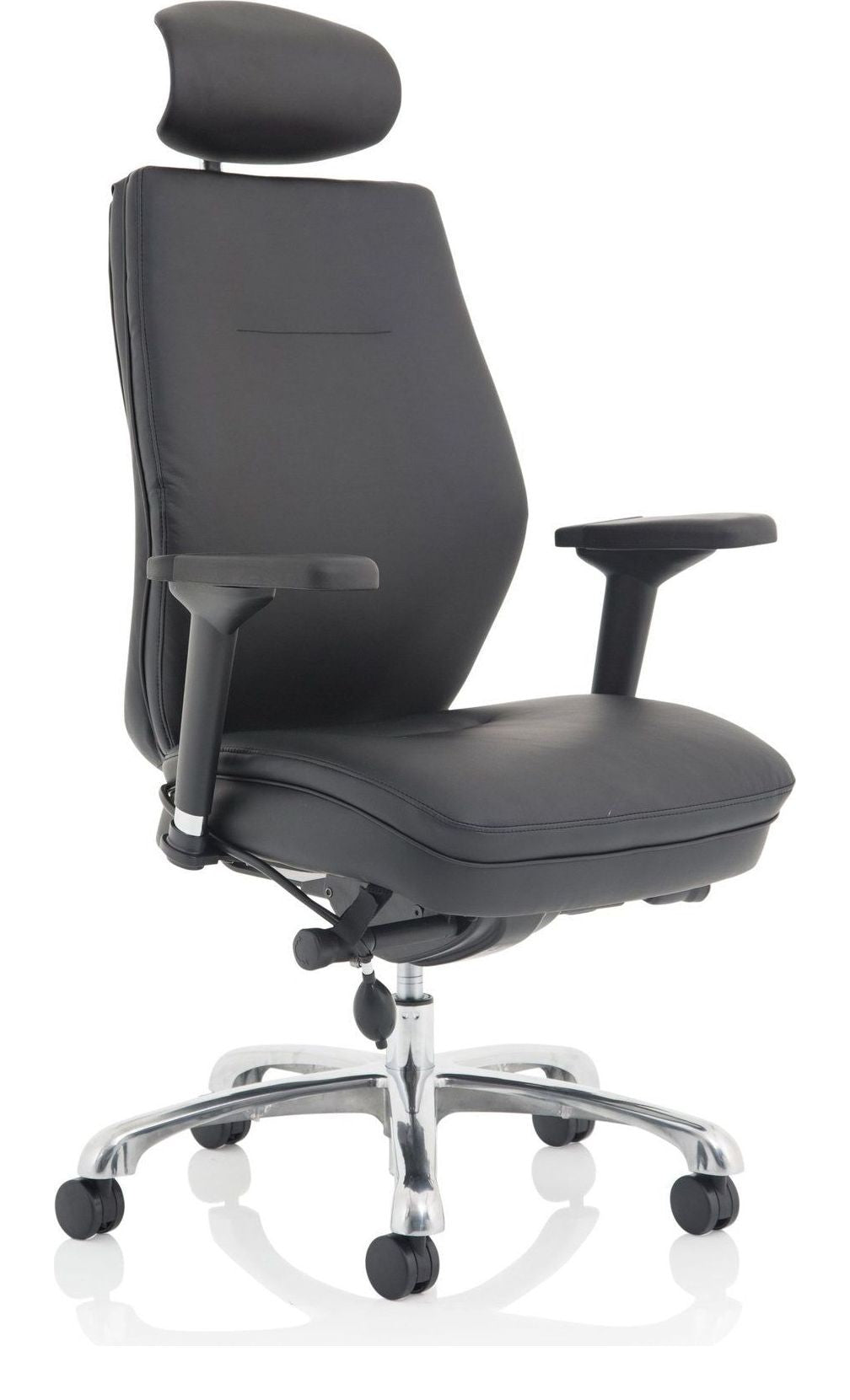 Domino Leather Ergonomic Posture Chair, black leather