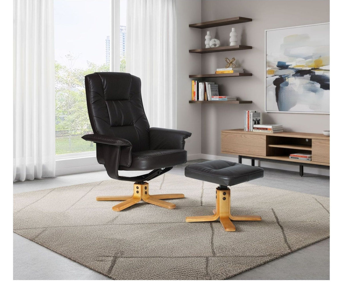 Drake Recliner Chair With Footstool, view 2