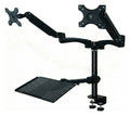 Dual Monitor Arm Workstation with Laptop or Keyboard Tray