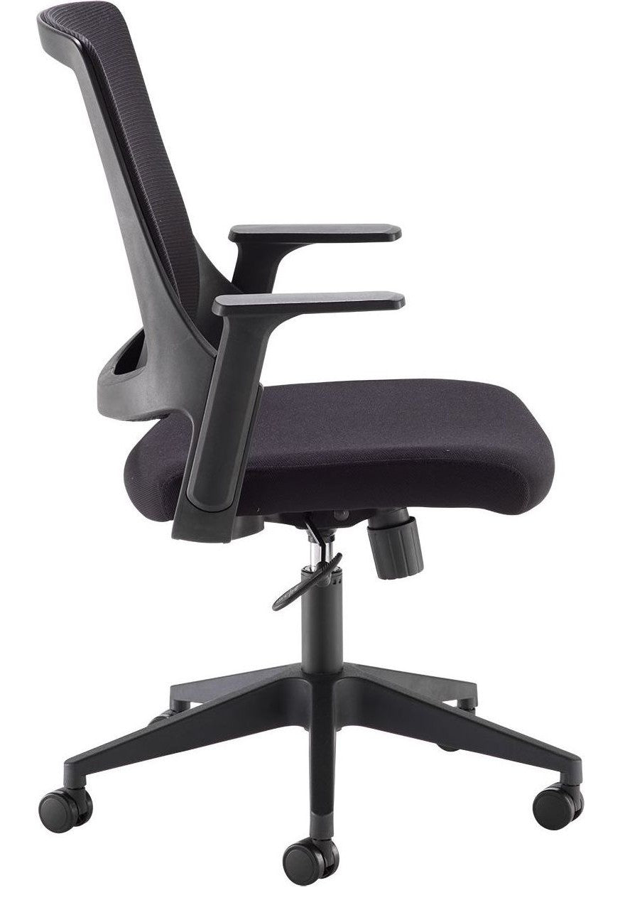 Duffy Mesh Operator Chair in black from the side