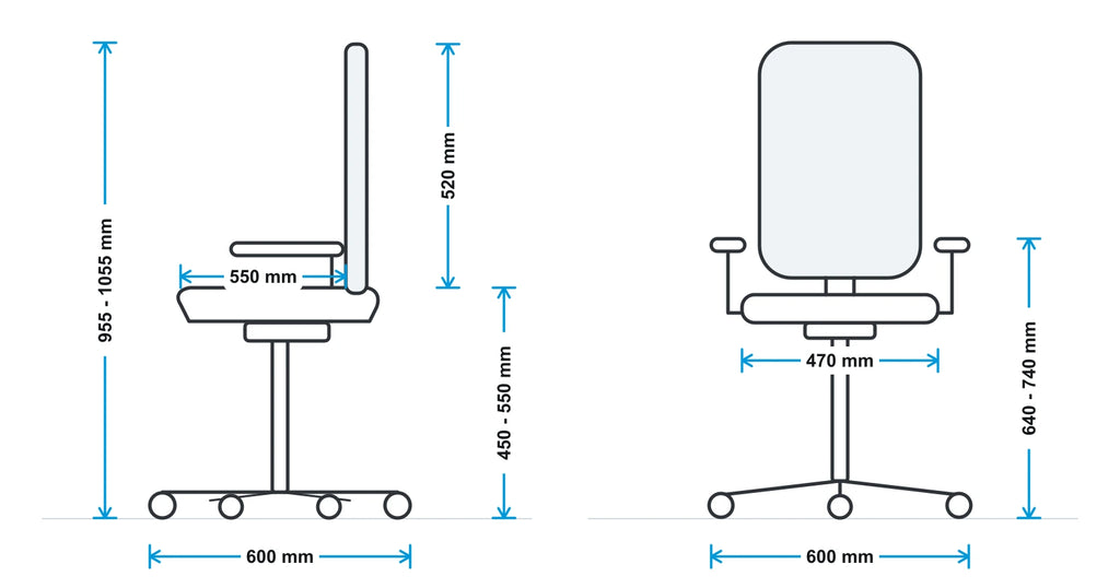 Duffy Mesh Operator Chair measurements