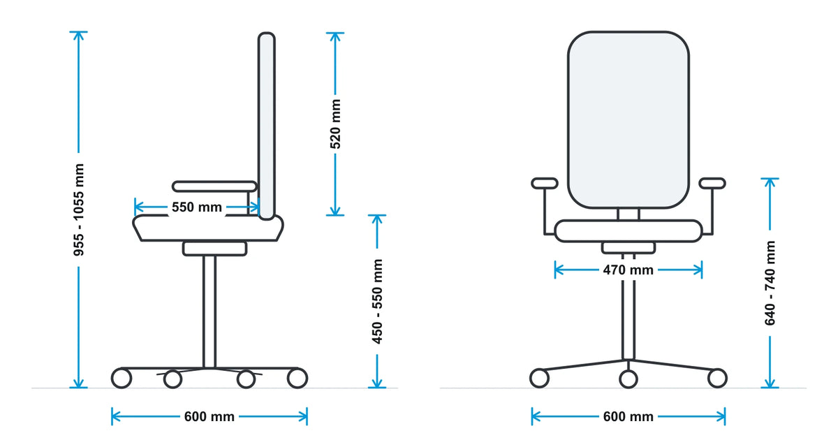 Duffy Mesh Operator Chair measurements