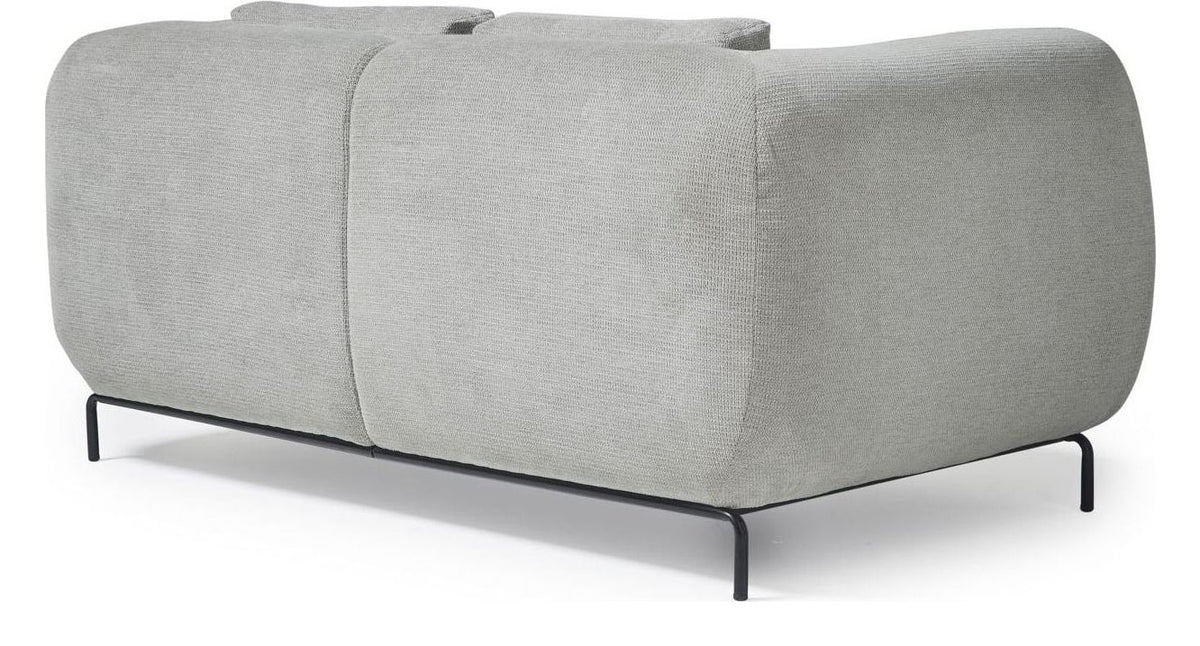 Ebony Fabric Sofa in warm grey, 2 seater from the back