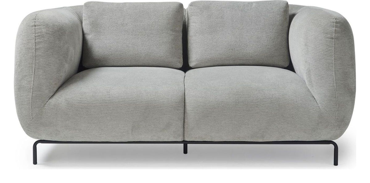 Ebony Fabric Sofa in warm grey, 2 seater from the front