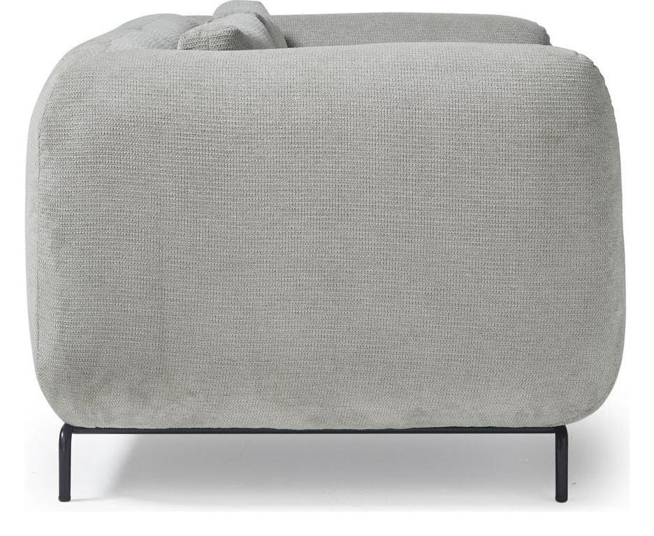 Ebony Fabric Sofa in warm grey, 2 seater from the side