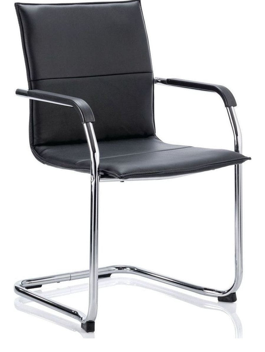 Echo Medium Back Leather Cantilever Visitor Chair, black