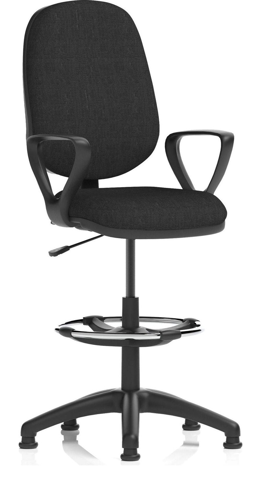 Eclipse Plus I Medium Back Task Operator Chair with Hi Rise Draughtsman Kit, black fabric, loop arms