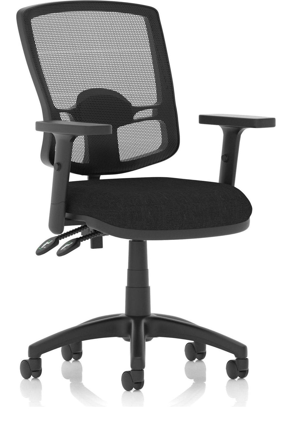 Eclipse Plus II Deluxe Mesh Back Task Operator Chair, black fabric, no draughtsman kit, height adjustable arms