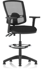Eclipse Plus II Deluxe Mesh Back Task Operator Chair, black fabric, with draughtsman kit, height adjustable arms
