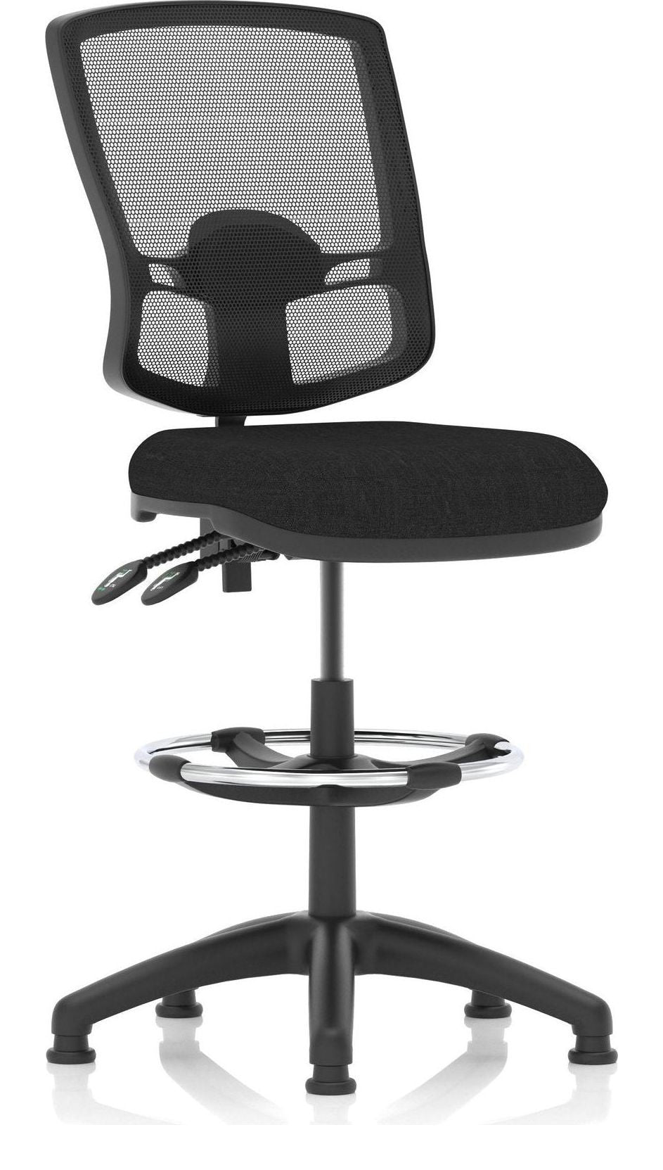 Eclipse Plus II Deluxe Mesh Back Task Operator Chair, black fabric, with draughtsman kit, no arms