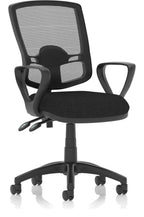 Eclipse Plus II Deluxe Mesh Back Task Operator Chair, black fabric, no draughtsman kit, loop arms