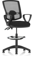 Eclipse Plus II Deluxe Mesh Back Task Operator Chair, black fabric, with draughtsman kit, loop arms