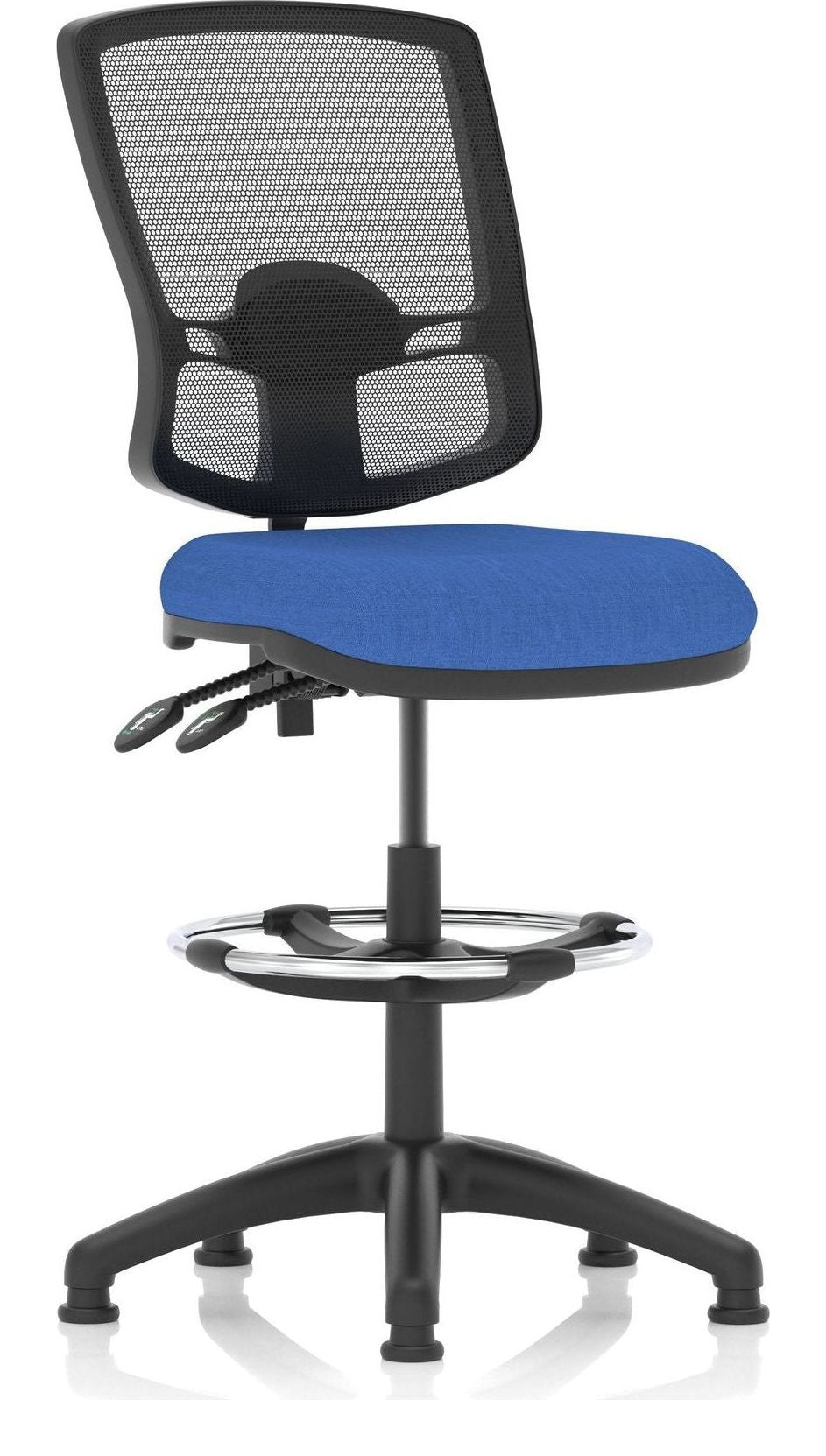 Eclipse Plus II Deluxe Mesh Back Task Operator Chair, blue fabric, with draughtsman kit, no arms