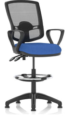Eclipse Plus II Deluxe Mesh Back Task Operator Chair, blue fabric, with draughtsman kit, loop arms