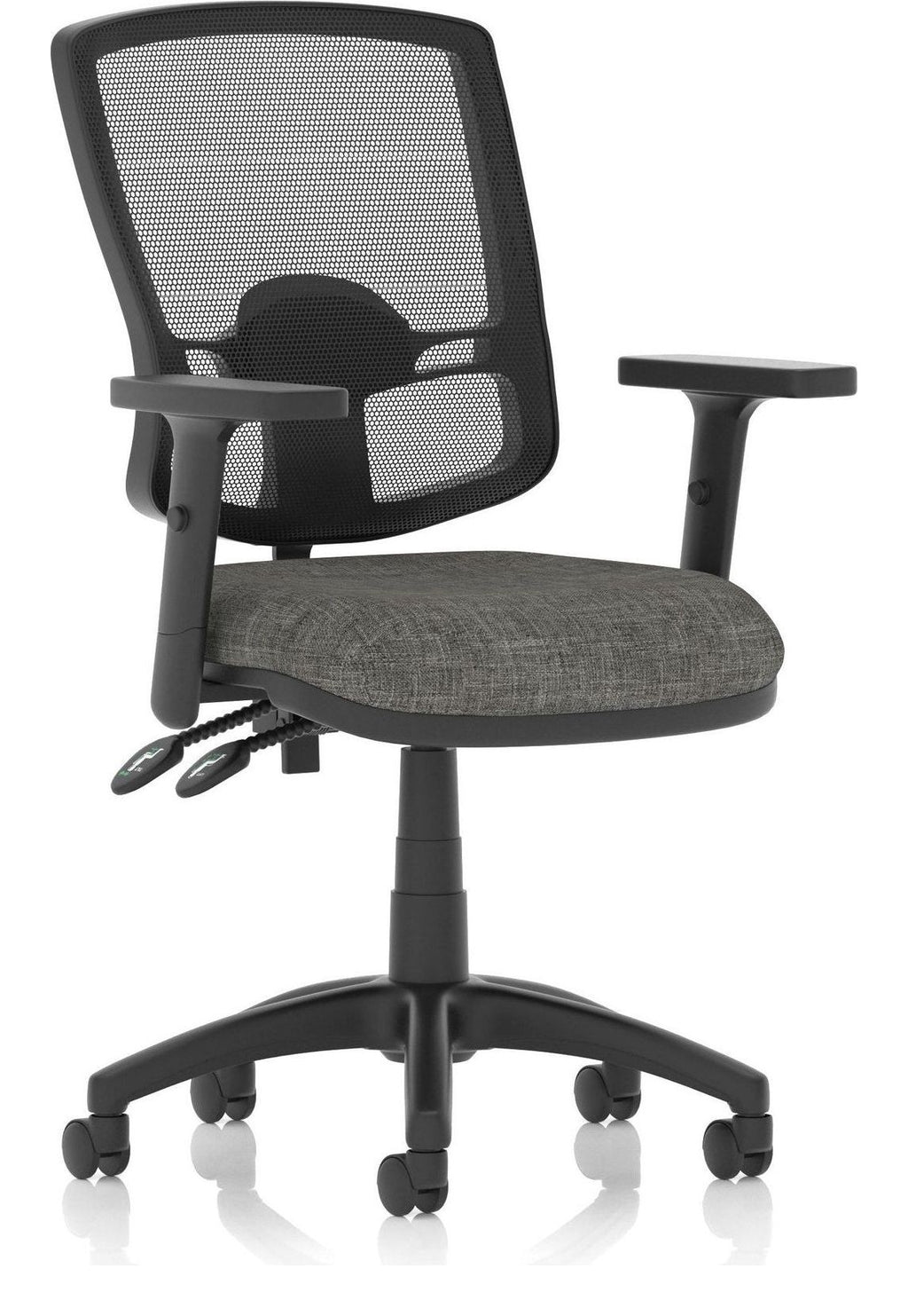 Eclipse Plus II Deluxe Mesh Back Task Operator Chair, charcoal fabric, no draughtsman kit, height adjustable arms