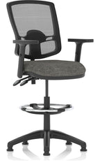 Eclipse Plus II Deluxe Mesh Back Task Operator Chair, charcoal fabric, with draughtsman kit, height adjustable arms