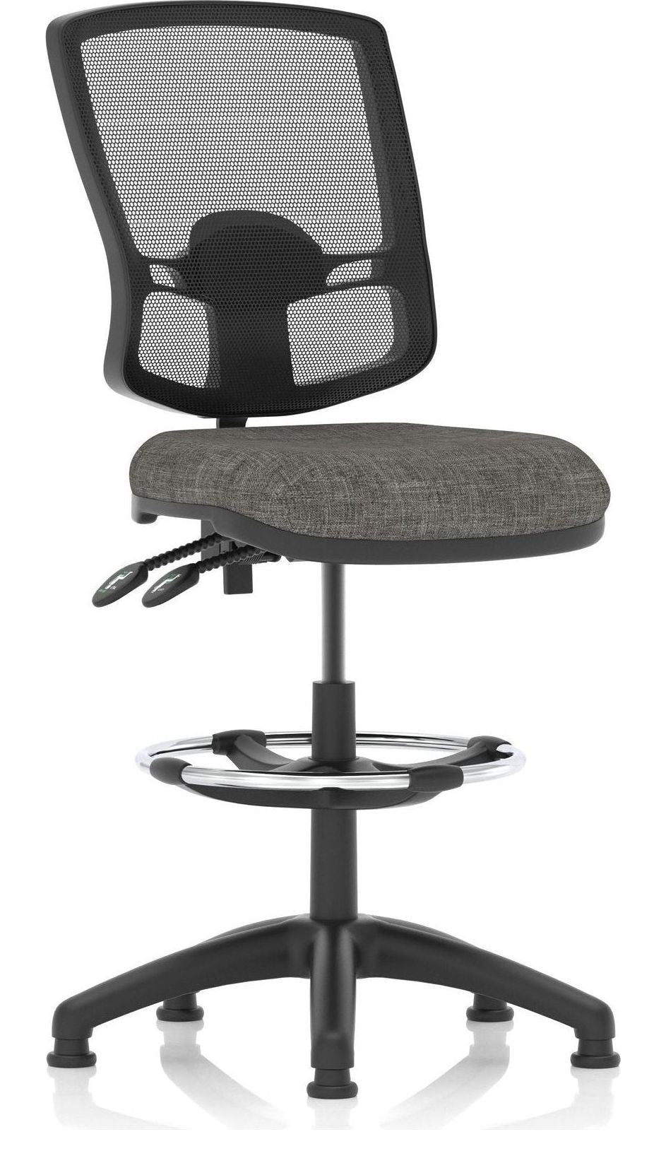 Eclipse Plus II Deluxe Mesh Back Task Operator Chair, charcoal fabric, with draughtsman kit, no arms