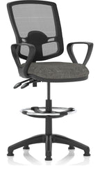 Eclipse Plus II Deluxe Mesh Back Task Operator Chair, charcoal fabric, with draughtsman kit, loop arms