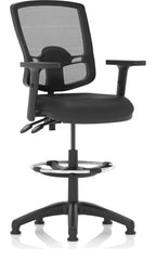 Eclipse Plus II Deluxe Mesh Back Task Operator Chair, black leather, with draughtsman kit, height adjustable arms