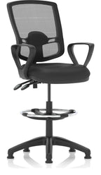 Eclipse Plus II Deluxe Mesh Back Task Operator Chair, black leather, with draughtsman kit, loop arms
