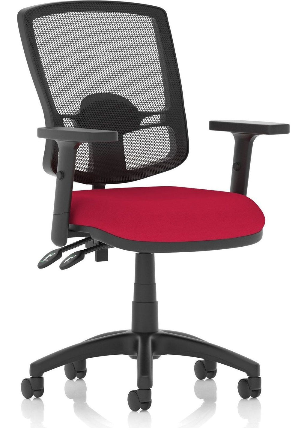 Eclipse Plus II Bespoke Deluxe Mesh Back Task Operator Chair, cherry, height adjustable arms, no draughtsman kit