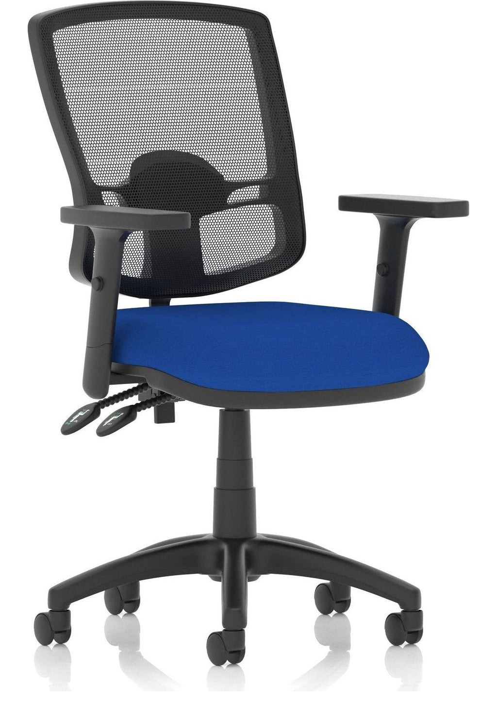 Eclipse Plus II Bespoke Deluxe Mesh Back Task Operator Chair, blue, height adjustable arms, no draughtsman kit