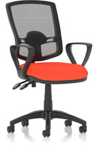 Eclipse Plus II Bespoke Deluxe Mesh Back Task Operator Chair, orange, loop arms, no draughtsman kit