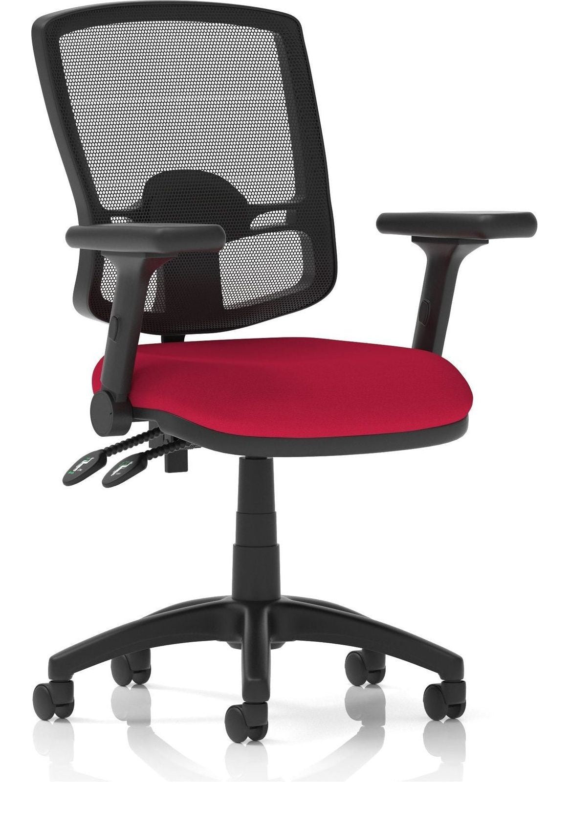 Eclipse Plus II Bespoke Deluxe Mesh Back Task Operator Chair, cherry, height adjustable folding arms, no draughtsman kit