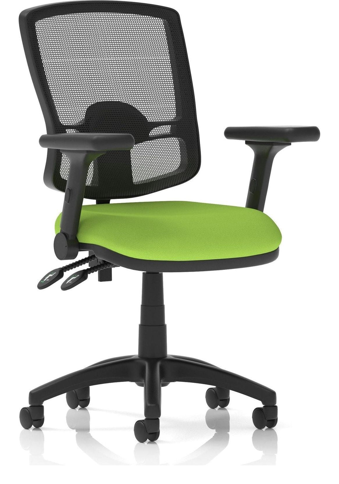Eclipse Plus II Bespoke Deluxe Mesh Back Task Operator Chair, green, height adjustable folding arms, no draughtsman kit
