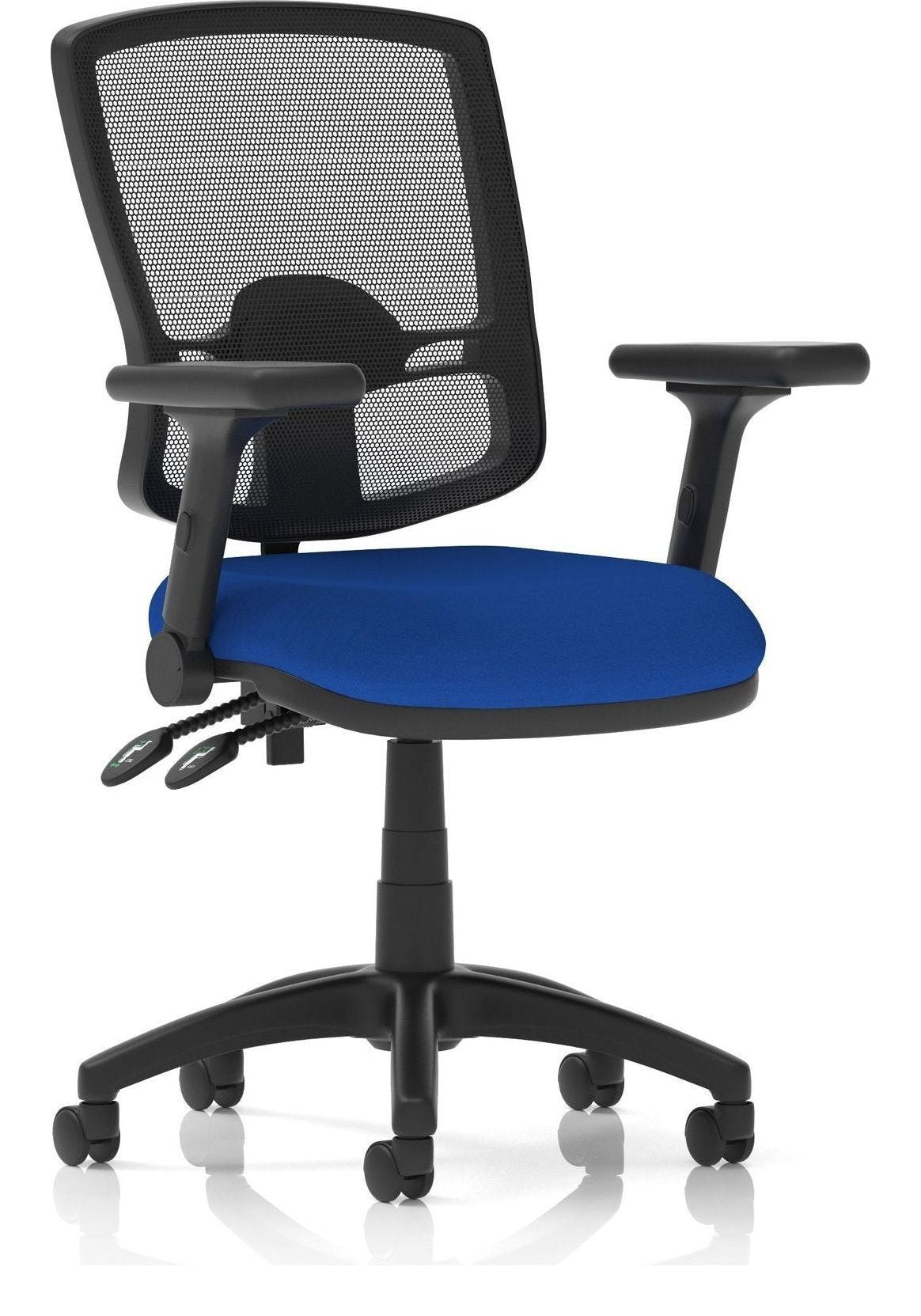 Eclipse Plus II Bespoke Deluxe Mesh Back Task Operator Chair, blue, height adjustable folding arms, no draughtsman kit