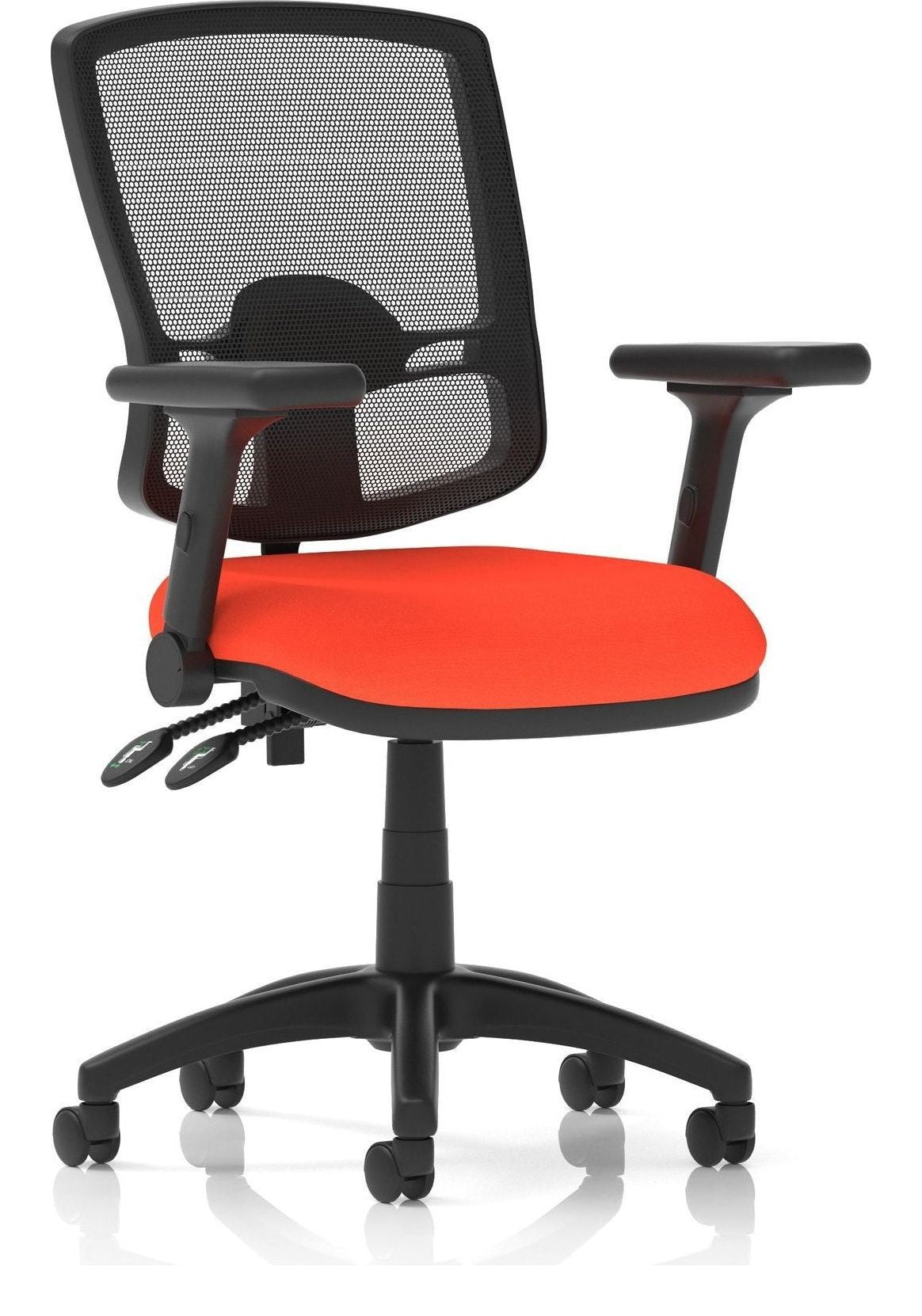 Eclipse Plus II Bespoke Deluxe Mesh Back Task Operator Chair, orange, height adjustable folding arms, no draughtsman kit