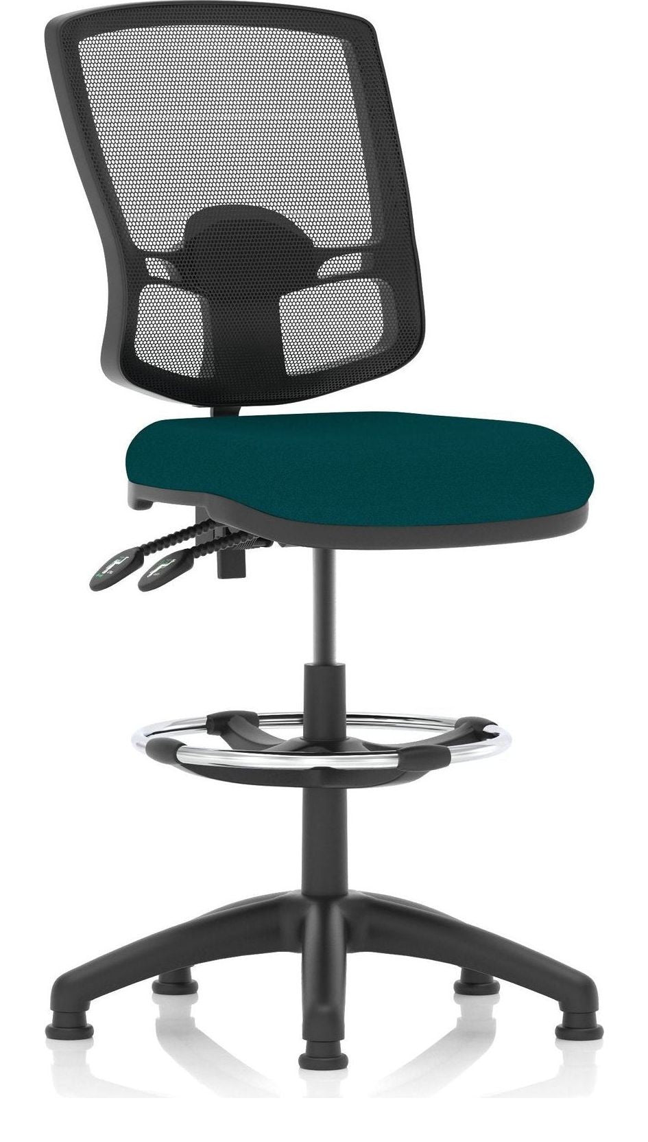 Eclipse Plus II Bespoke Deluxe Mesh Back Task Operator Chair, teal, no arms, with draughtsman kit