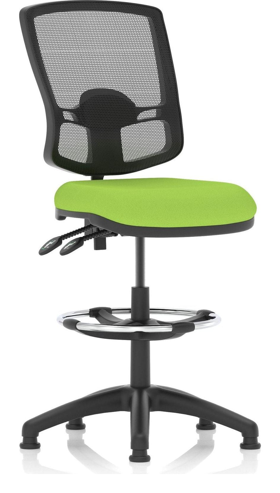 Eclipse Plus II Bespoke Deluxe Mesh Back Task Operator Chair, green, no arms, with draughtsman kit
