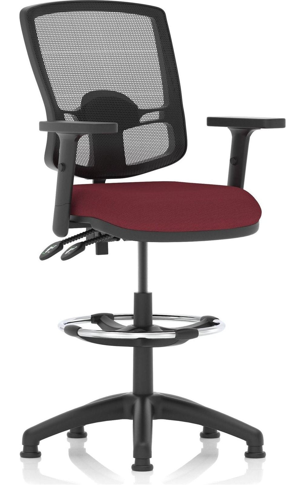 Eclipse Plus II Bespoke Deluxe Mesh Back Task Operator Chair, chilli, height adjustable arms, with draughtsman kit