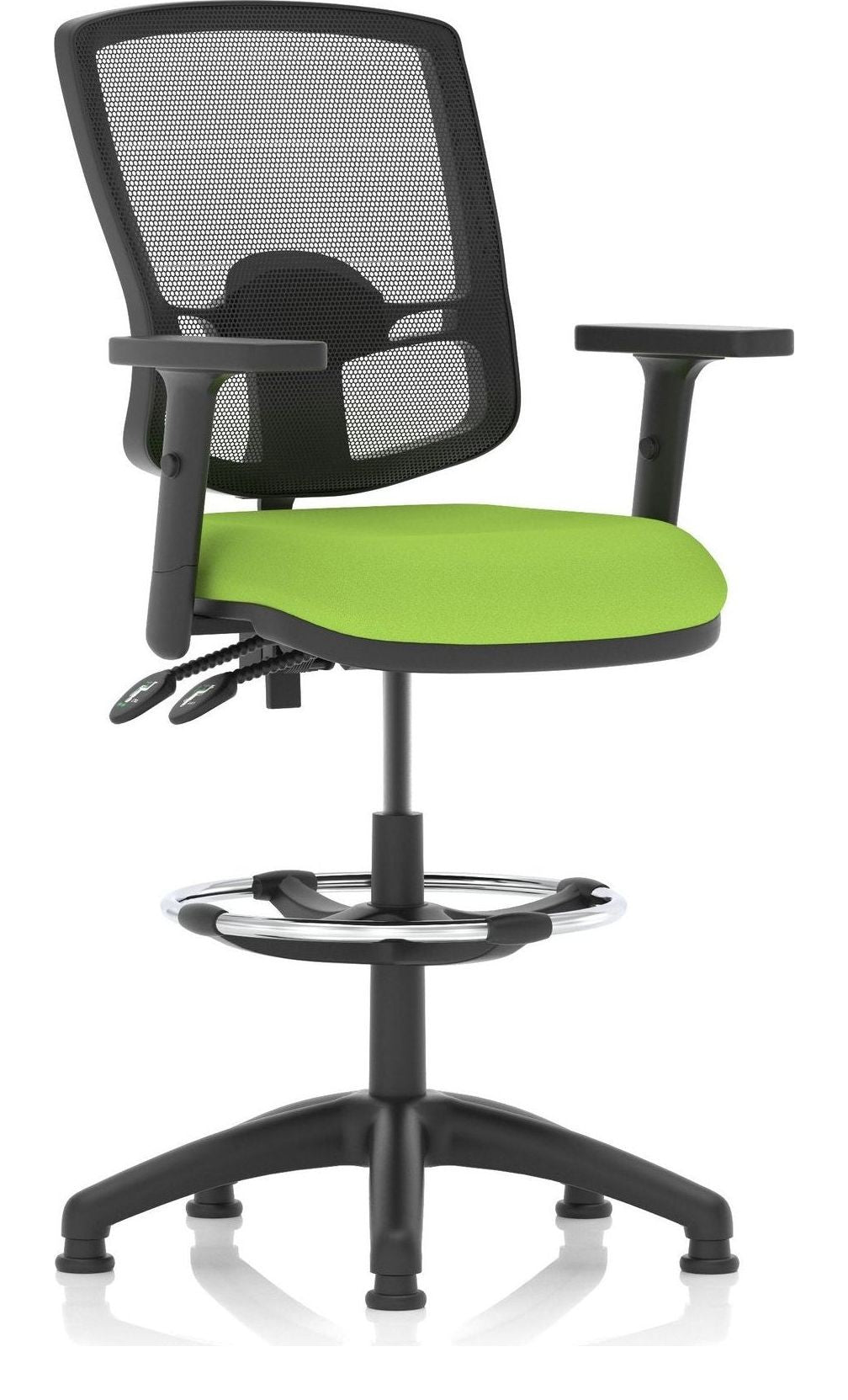 Eclipse Plus II Bespoke Deluxe Mesh Back Task Operator Chair, green, height adjustable arms, with draughtsman kit