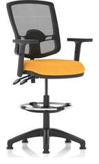 Eclipse Plus II Bespoke Deluxe Mesh Back Task Operator Chair, yellow, height adjustable arms, with draughtsman kit