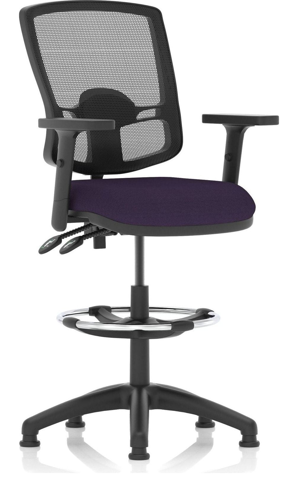 Eclipse Plus II Bespoke Deluxe Mesh Back Task Operator Chair, purple, height adjustable arms, with draughtsman kit