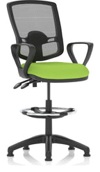 Eclipse Plus II Bespoke Deluxe Mesh Back Task Operator Chair, green, loop arms, with draughtsman kit