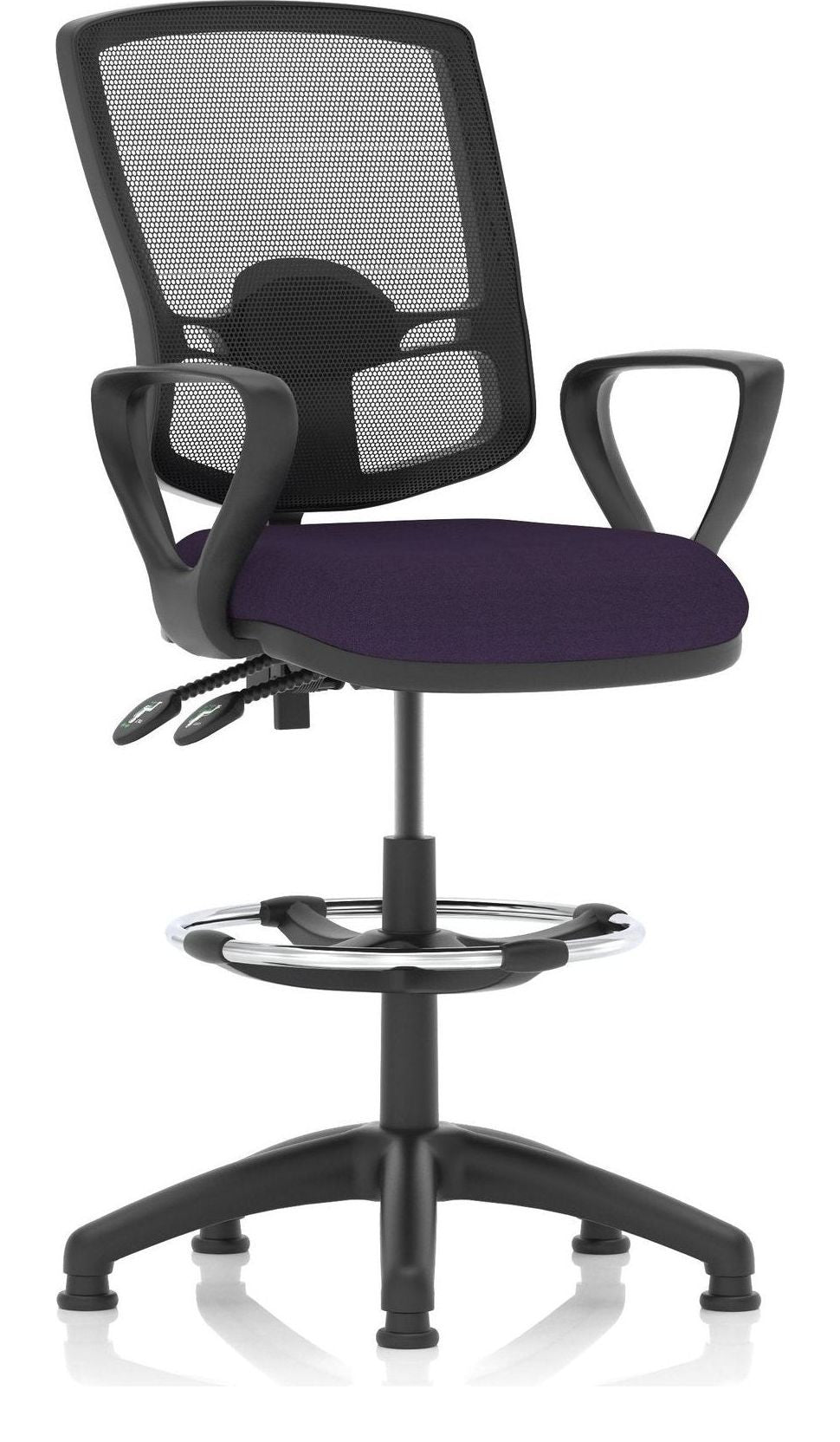 Eclipse Plus II Bespoke Deluxe Mesh Back Task Operator Chair, purple, loop arms, with draughtsman kit