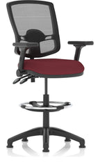Eclipse Plus II Bespoke Deluxe Mesh Back Task Operator Chair, chilli, height adjustable folding arms, with draughtsman kit