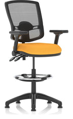 Eclipse Plus II Bespoke Deluxe Mesh Back Task Operator Chair, yellow, height adjustable folding arms, with draughtsman kit