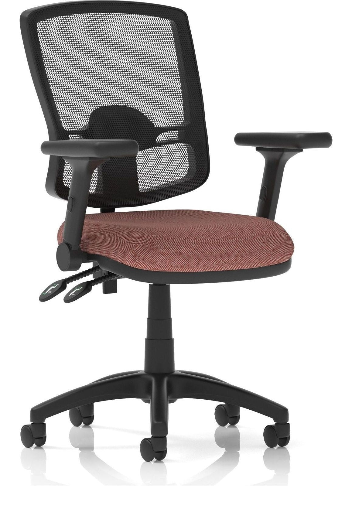 Eclipse Plus II Bespoke Deluxe Mesh Back Task Operator Chair, rivet forge, height adjustable folding arms, no draughtsman kit