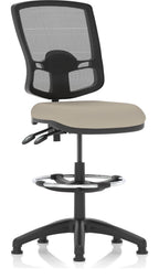 Eclipse Plus II Bespoke Deluxe Mesh Back Task Operator Chair, quest salt, no arms, with draughtsman kit