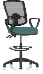 Eclipse Plus II Bespoke Deluxe Mesh Back Task Operator Chair, quest kelp, loop arms, with draughtsman kit