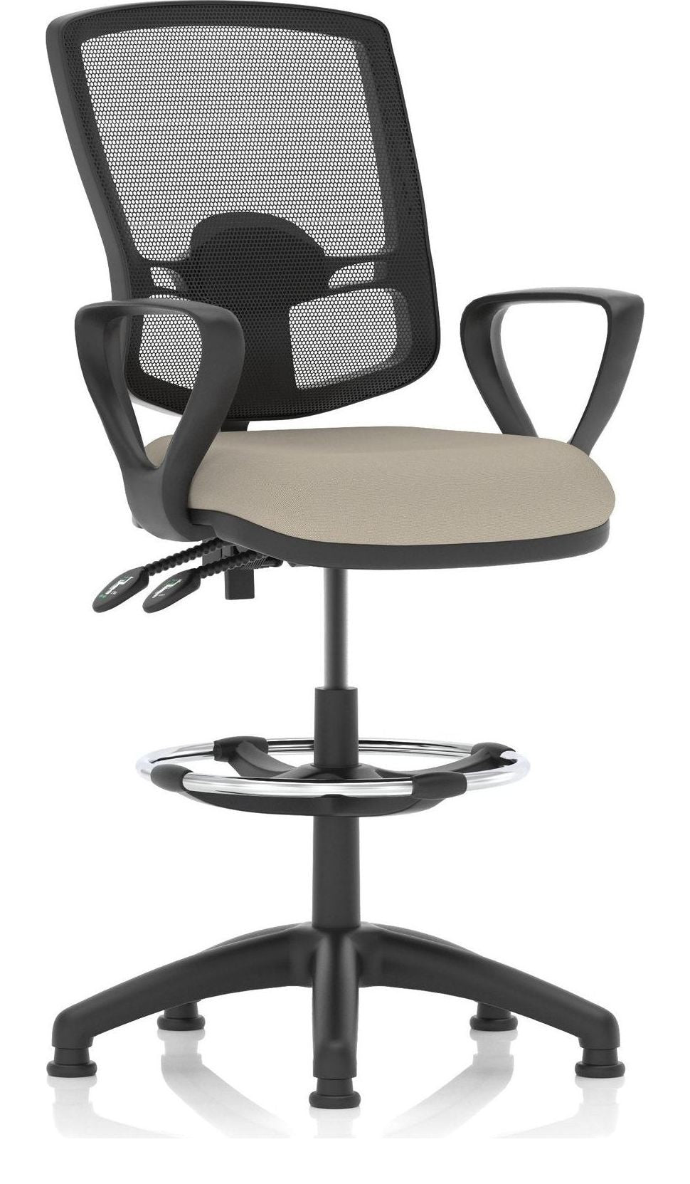 Eclipse Plus II Bespoke Deluxe Mesh Back Task Operator Chair, quest salt, loop arms, with draughtsman kit